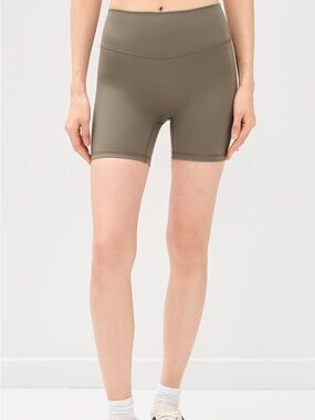 High-Waist Olive Active Bike Shorts
